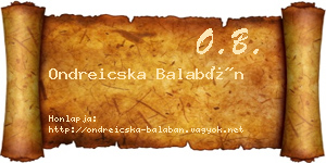 Ondreicska Balabán névjegykártya